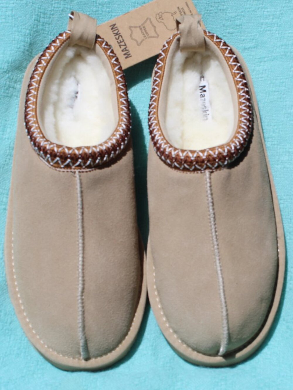 NWT Mazeskin Fluffy Memory Foam Slippers Suede Leather Size 11
